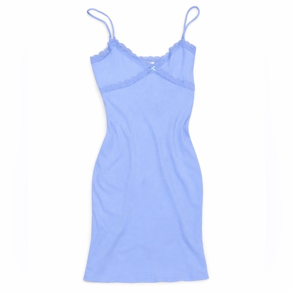 Heart & Hips Dresses & Skirts - Blue Ribbed Lace Trim Mini Dress Women’s Large